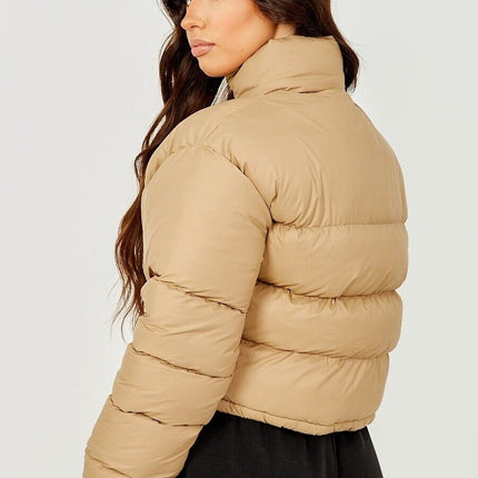 WOMENS LADIES QUILTED WINTER COAT THICK PUFFER PADDED CROP HOODED JACKET PARKA