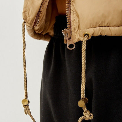 WOMENS LADIES QUILTED WINTER COAT THICK PUFFER PADDED CROP HOODED JACKET PARKA