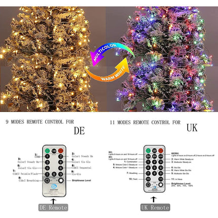 100M Long Lights Outdoor Fairy Lights Plug in, 800LED String Lights Indoor for Room, Diamond LED Shape Garden Tree Lights with Remote Timer, 10M Lead Wire