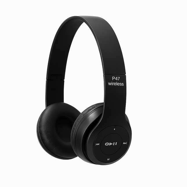 P47 Wireless Bluetooth Headphones – Handsfree Noise Cancelling Over-Ear Headset with Mic, Stereo Sound, Foldable Earphones Compatible with iPhone, Samsung S22, Huawei & More