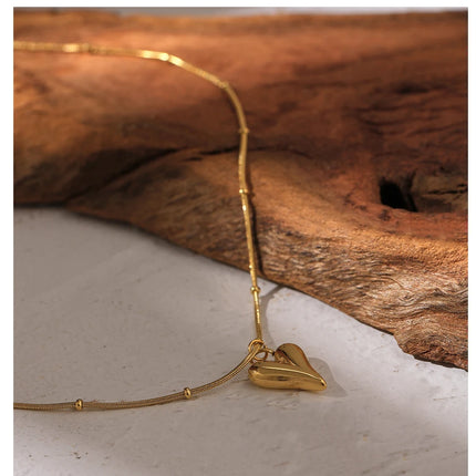 Yhpup Temperament Heart Pendant Chain Necklace for Women Stainless Steel Stylish Choker 18 K Jewelry Waterproof Party Gift