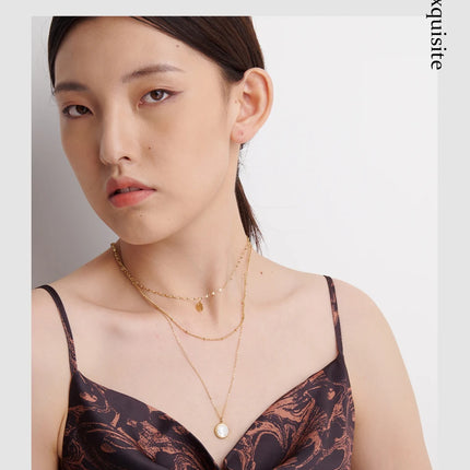 Yhpup Bohemian Round Pendant Stainless Steel Necklace Chain Exquisite Metal Texture Collar Women Necklace бижутерия Office Gift