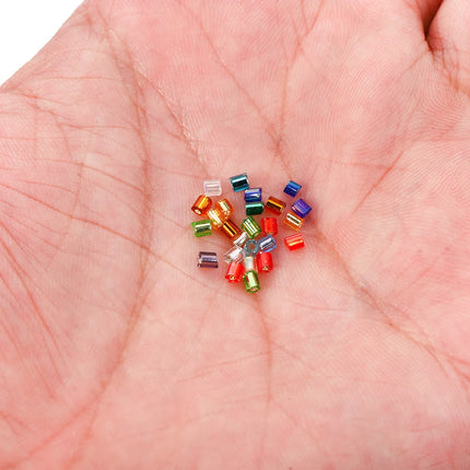 1000/1800Pcs 2mm Hexagon Czech Glass Cylindrical Loose Small Seed Needle Beads for DIY Bracelet Necklace Jewelry Making Supplies