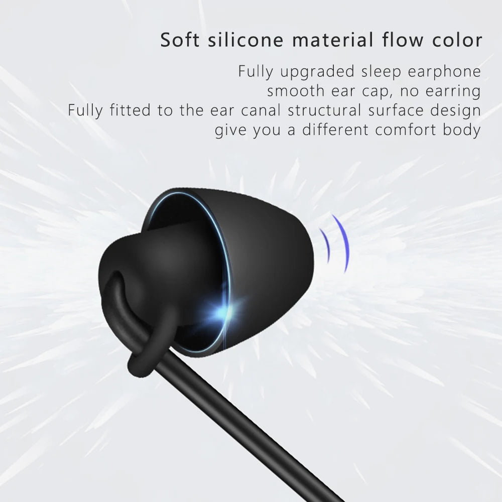 Wireless V5.0 Bluetooth Sleeping Earphone Soft Silicone Stereo Sports Earbuds Hanging Neck Headset Noise Cancel Halter movement