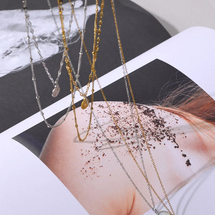 Yhpup Bohemian Round Pendant Stainless Steel Necklace Chain Exquisite Metal Texture Collar Women Necklace бижутерия Office Gift