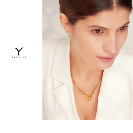 Yhpup Romantic Heart Pendant Necklace for Women High Quality Stainless Steel 18 K Metal Texture Choker Necklace Anniversary