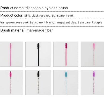 ANNAFRIS 50Pcs  Disposable Eyelash  Brush Soft Head Crystal Eyebrow Brush Lash Extension Brush  Mascara Wand Makeup Tool