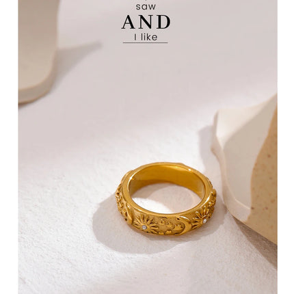 Yhpup Sun Star Moon Ring Stainless Steel Jewelry Stylish Metal Celestial Women Ring joyería acero inoxidable mujer Gift New