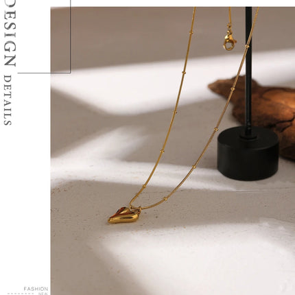 Yhpup Temperament Heart Pendant Chain Necklace for Women Stainless Steel Stylish Choker 18 K Jewelry Waterproof Party Gift