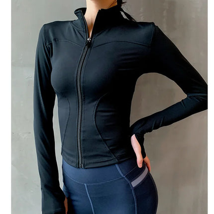 2024 Long Sleeve Sports Jacket Women Zip Fitness Yoga Shirt Winter Warm Gym Top Activewear Running Coats Workout Clothes Woman