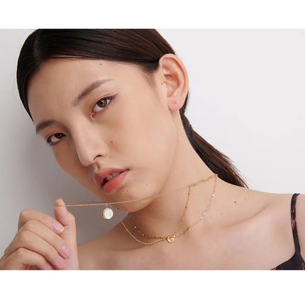 Yhpup Bohemian Round Pendant Stainless Steel Necklace Chain Exquisite Metal Texture Collar Women Necklace бижутерия Office Gift