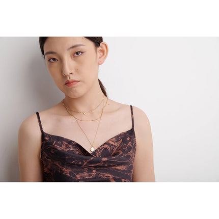 Yhpup Bohemian Round Pendant Stainless Steel Necklace Chain Exquisite Metal Texture Collar Women Necklace бижутерия Office Gift