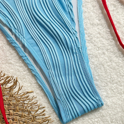 2025 Halter Wrinkled Weave Bikini Women Swimwear Female Swimsuit Two Pieces Bikini Set Brazilian Bathing Suit Swim Beach Wear