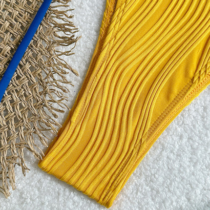 2025 Halter Wrinkled Weave Bikini Women Swimwear Female Swimsuit Two Pieces Bikini Set Brazilian Bathing Suit Swim Beach Wear