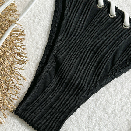 2025 Halter Wrinkled Weave Bikini Women Swimwear Female Swimsuit Two Pieces Bikini Set Brazilian Bathing Suit Swim Beach Wear