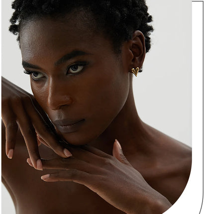 Yhpup Stainless Steel Chic Heart Huggie Hoop Earrings Charm Gold Color Tarnish Free Trendy Fashion Jewelry for Women Bijoux