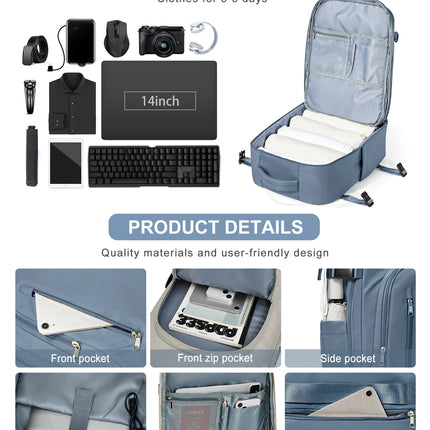 Laptop Bag Travel Backpack for Women Large Capacity Easyjet Carry-Ons 45x36x20 Backpack Ryanair 40x20x25, Men's Cabin Backpack