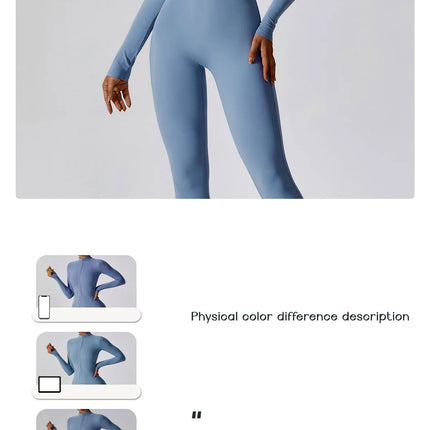 Yoga Boilersuit Long Sleeved Women's Sportswear Gym Zipper Jumpsuits Workout High-intensity Fitness One-piece Skin-tight Garment