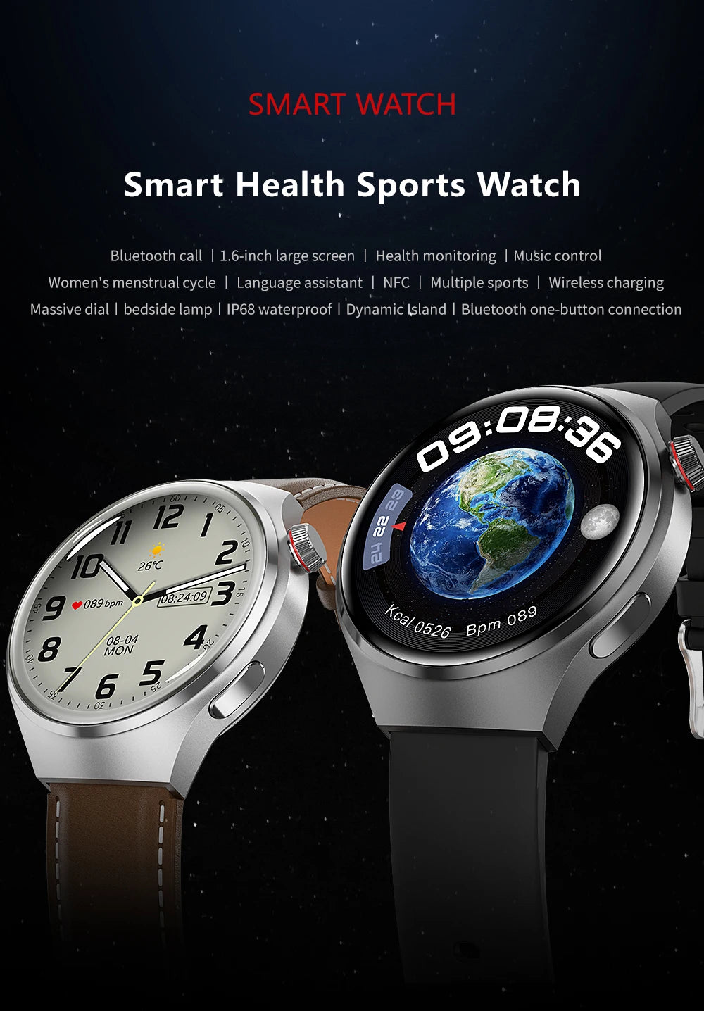 2024 New Smart Watch Heart rate Health Monitor Bluetooth Call NFC GPS Tracker IP68 Waterproof SmartWatch Men For HUAWEI GT4 Pro