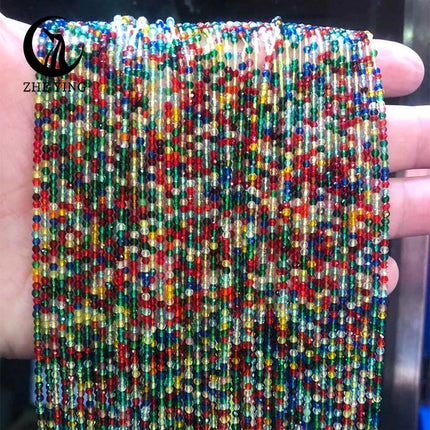 Zhe Ying 10strands/lot Tea Color Glass Beads Hydro Round Micro Faceted Crystal Loose Beads for Bracelet Necklace Accessories