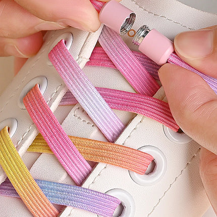 1Pair No Tie Shoe Laces Colorful Buckle Shoelaces Pearl Light Colorful Fashion Without Ties Elastic Laces Sneaker Kids Adult