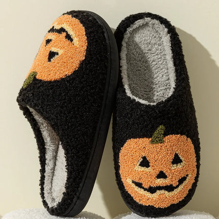 Cute Funny Halloween Women's Slippers Cartoon Pumpkin Indoor Warm Soft Sole Comfy Slipper Breathable Leisure Home Plush Shoes