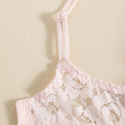 1 Set Elegant Erotic Lace Embroidery Breathable Fabric Lingeries : Push-Up Bra, Low Waist Sheer Panty - Ultimate Valentine's Day