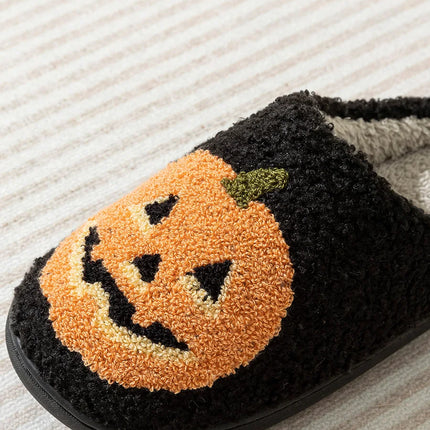 Cute Funny Halloween Women's Slippers Cartoon Pumpkin Indoor Warm Soft Sole Comfy Slipper Breathable Leisure Home Plush Shoes