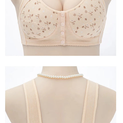 3Pcs/Set Women Lingerie Bra Cotton Wire Free Front Closure Bralette Confortable Underwear Widened Shoulder Straps U-shaped Back