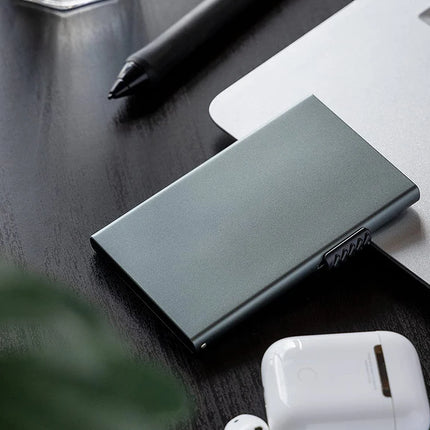 Card Holder Wallet Minimalist Slim Metal RFID Blocking Card Protector Pop Up Credit Card Wallets for Men