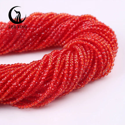 Zhe Ying 10strands/lot Tea Color Glass Beads Hydro Round Micro Faceted Crystal Loose Beads for Bracelet Necklace Accessories