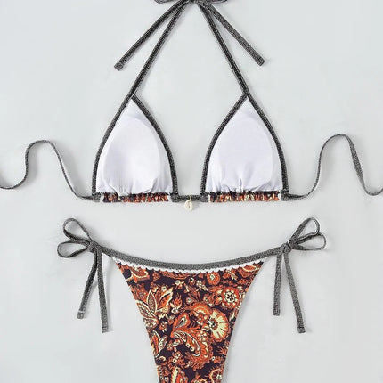 2025 Halter String Triangle Two Piece Bikini Women Swimwear Female Swimsuit Bathers Bathing Swimming Suit Beachwear Summer