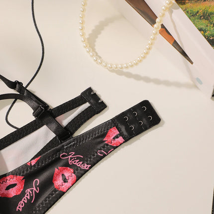 High Quality Printed Patchwork Lace Sexy Lingerie Set For Women's Push Up Bras With Steel Ring Underwear A2174