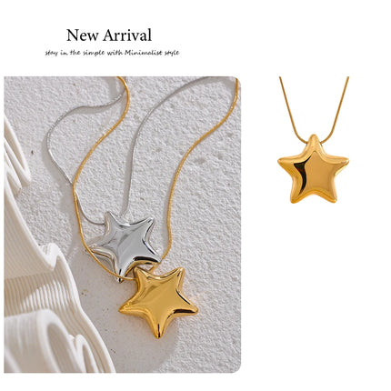 Yhpup 316l Stainless Steel Star Pendant Necklace Waterproof 18K PVD Plated Metal Fashion Jewelry Attractive Women Accessories