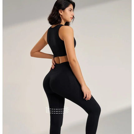 Yoga Clothing Set Women's High Waisted Leggings and Top Two Piece Seamless Fitness Exercise Clothing Fitness Workout Underwear