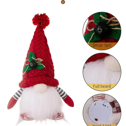 1~4pcs 2024 Christmas Doll Elf Knitted Gnome with Led Night Light Christmas Decorations for Home Xmas Navidad New Year 2025 Gift