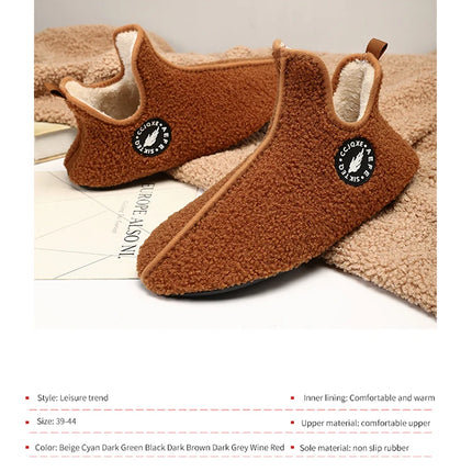 Winter Slippers Men Couples Slippers Non-slip Warm Women and Men Slipper Indoor Soft Shoes Comfortable Flat Home Cotton Shoe