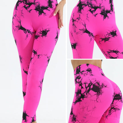 Women's Tie Dye Seamless Yoga Leggings High Waist Scrunch Butt Lifting Tights Soft&Stretchy Workout Skinny Pants