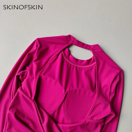 Sexy Back Sports Top for Women Autumn and Winter New Style Big Backless Yoga Suit Spicy Girl Long Sleeved Fitness T-shirt