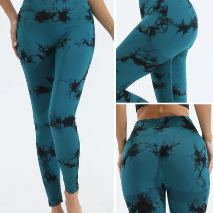 Women's Tie Dye Seamless Yoga Leggings High Waist Scrunch Butt Lifting Tights Soft&Stretchy Workout Skinny Pants