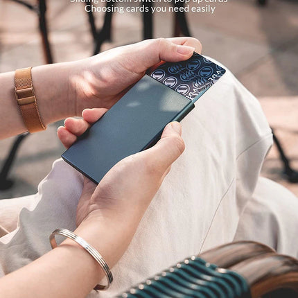 Card Holder Wallet Minimalist Slim Metal RFID Blocking Card Protector Pop Up Credit Card Wallets for Men