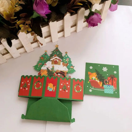 3D Pop Up Greeting Cards Merry Christmas Cards New Year Greeting Cards Blessing Postcard Swan Mermaid Thank You Cards Decor Gift