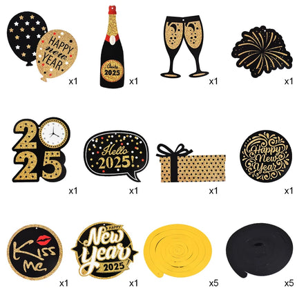 2025 Crown Number Foil Balloons Happy New Year Eve Party Decoration Photo Booth Props Supplies Christmas Home Decor Navidad 2024