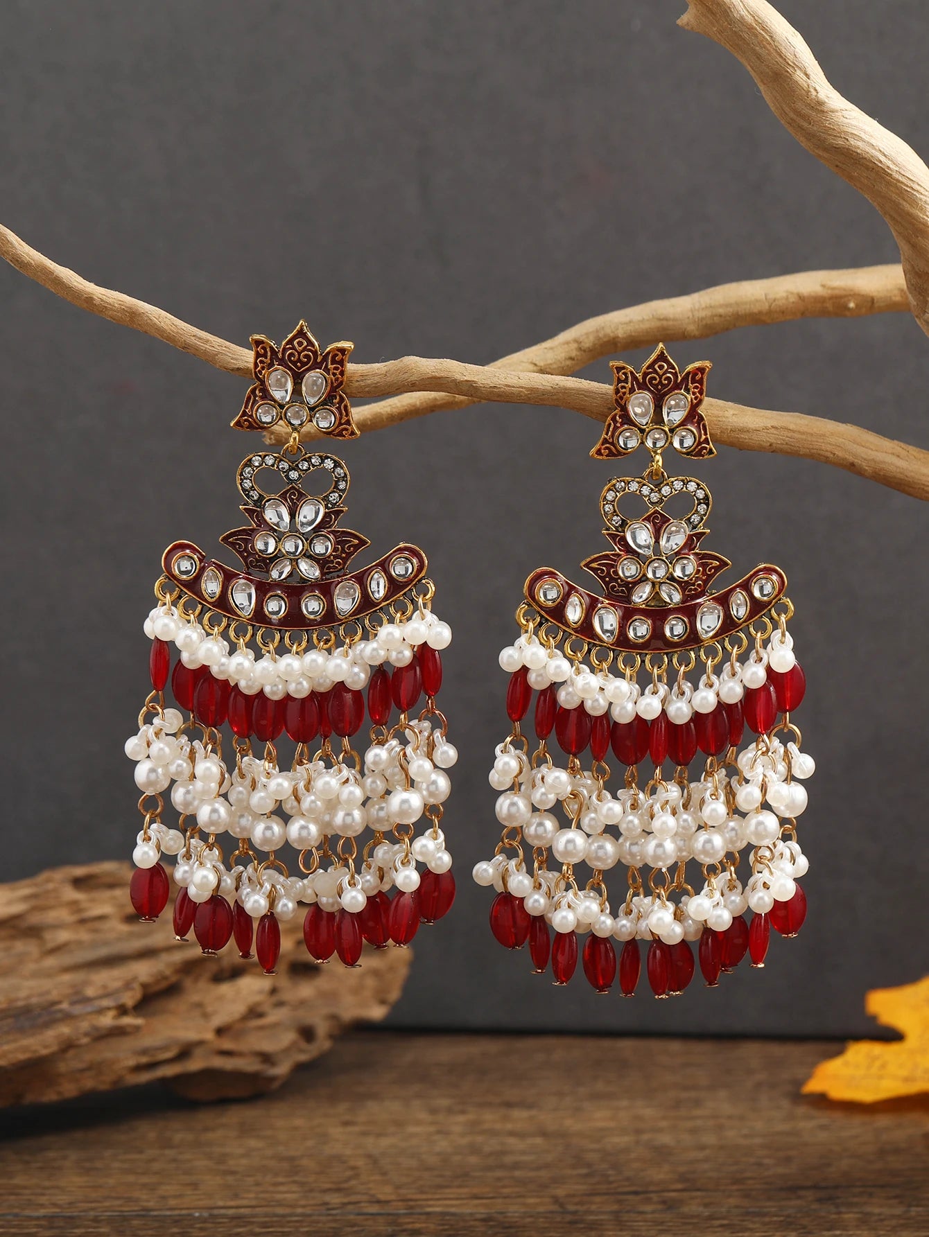 Middle Eastern Vintage Earrings Pearl Tassel Women's Earrings Half Round Flat Beads Colorful Cool Earrings