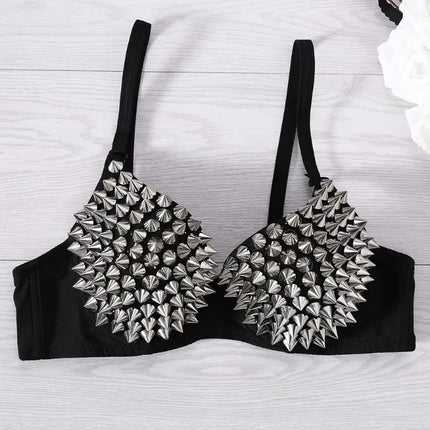 New Sexy Lingerie Underwear Bras for Women Steampunk Spike Studs Bra Top Wireless Bra Fashion Party Club Tops Female Underwear