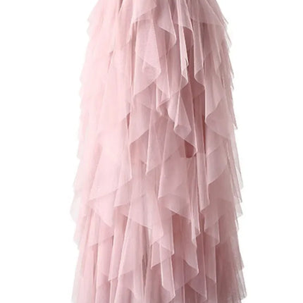 Tutu Tulle Long Maxi Skirt Women Fashion 2023 Korean Cute Pink High Waist Pleated Skirt Mesh Female Lady Aesthetic Faldas
