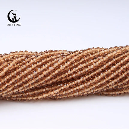 Zhe Ying 10strands/lot Tea Color Glass Beads Hydro Round Micro Faceted Crystal Loose Beads for Bracelet Necklace Accessories