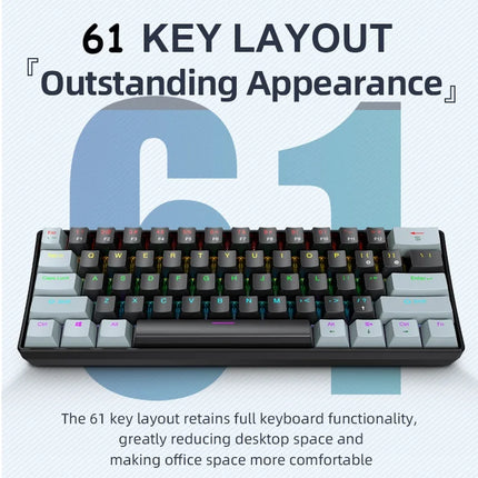 Mini Keyboard APAYADO K61 Mechanical Keyboard Wired,60% Portable 61 Keys RGB Black,White, Red/Blue Switch for Gaming