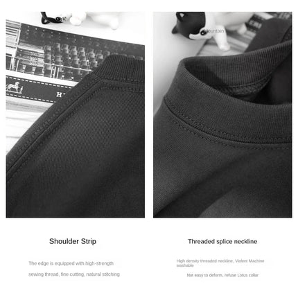 300g Cotton T Shirts Men Short Sleeved Heavyweight  Summer Round Neck Loose Breathable Shirt for Men Women Basic Tee