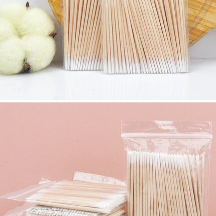 100/300 Pcs Disposable Ultra-small Cotton Swab Brush Lint Free Micro Wood Makeup Brushes Eyelash Extension Glue Removing Tools
